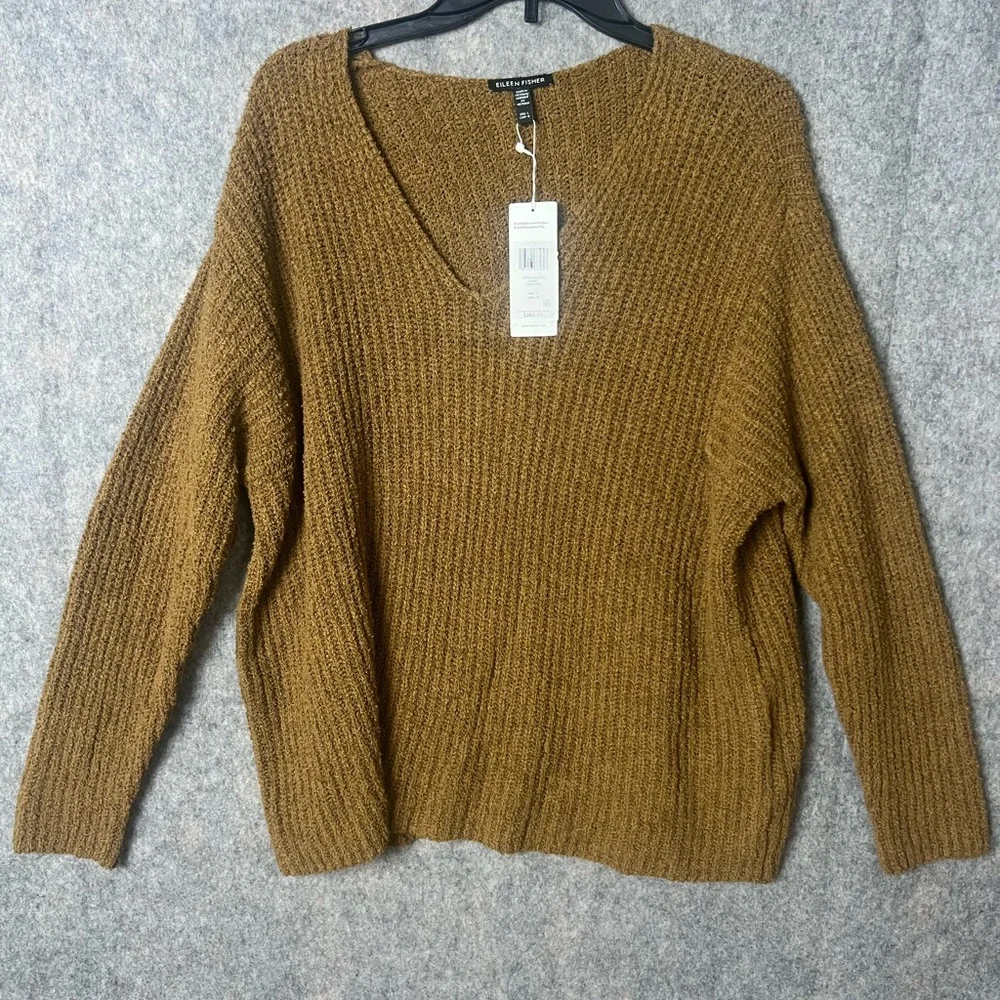 Eileen Fisher Woman Size XL V-Neck Organic Cotton & Cashmere Blend‎ Sweater NWT